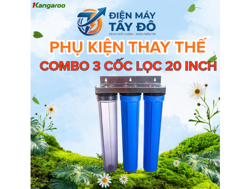 Bộ Lọc Thô Đầu Nguồn 3 Cấp Lọc 20 Inch